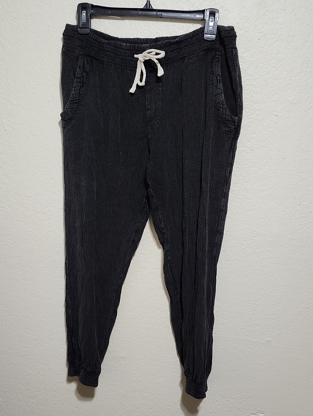 Rip Curl Classic Surf Relaxed Fit Textured Canvas Jogger Pants Washed black Sz M